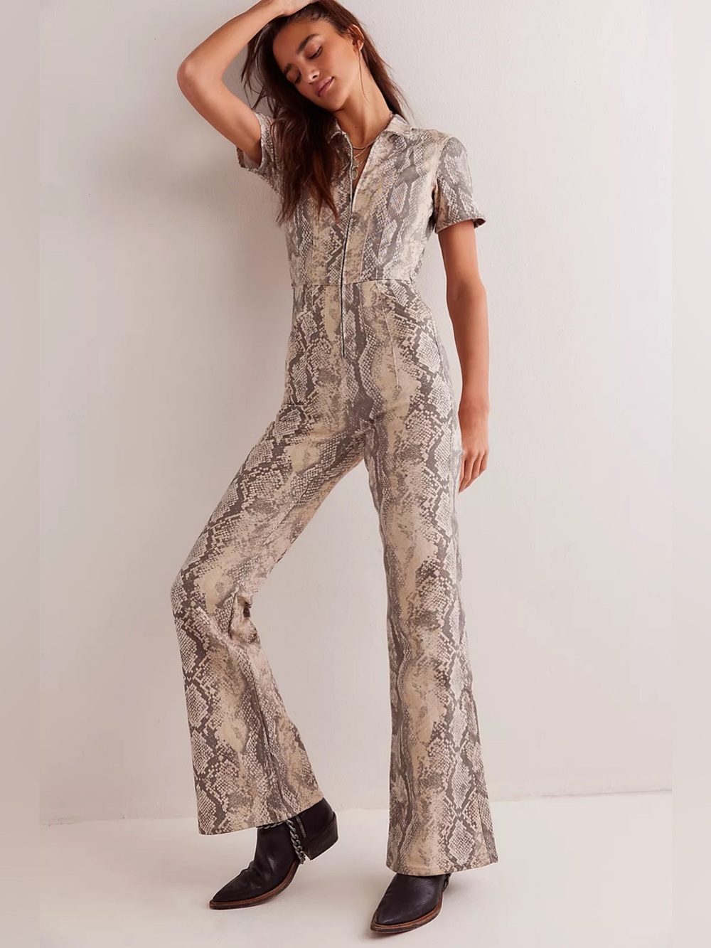 New Free People We The Free Jayde Flare Printed Jumpsuit Size Extra Small XS